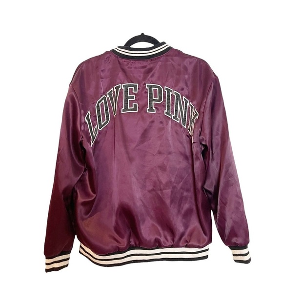 Pink Victoria Secret Love PINK Purple/Maroon Lightweight Bomber Jacket - Picture 6 of 7